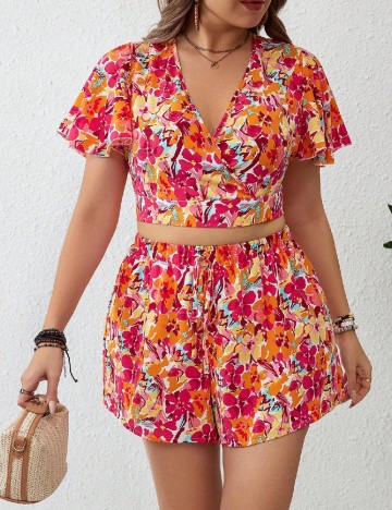 
						Compleu SHEIN CURVE, floral print