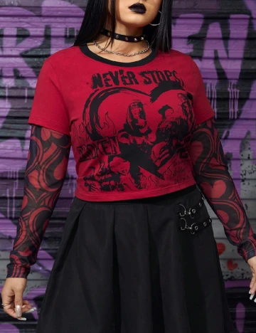 Bluza Romwe Plus Size, rosu