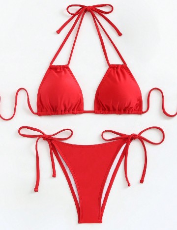 
						Costum de baie SHEIN, rosu