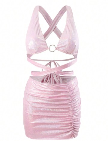 
						Costum de baie SHEIN, roz