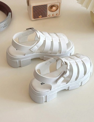 Sandale Shein Kids, alb