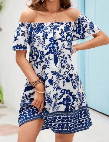 
						Rochie scurta SHEIN, alb/albastru