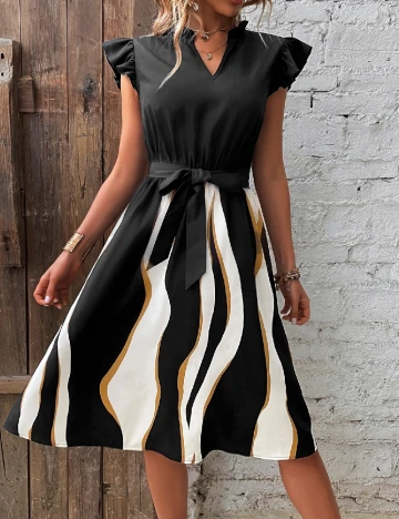 Rochie medie SHEIN, negru/alb