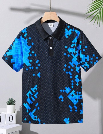 
						Tricou Shein Kids, negru/albastru