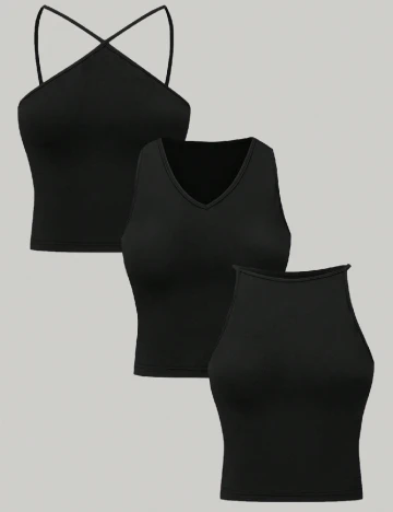 Set topuri 3 bucati SHEIN, negru