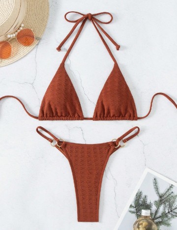 
						Costum de baie SHEIN, maro