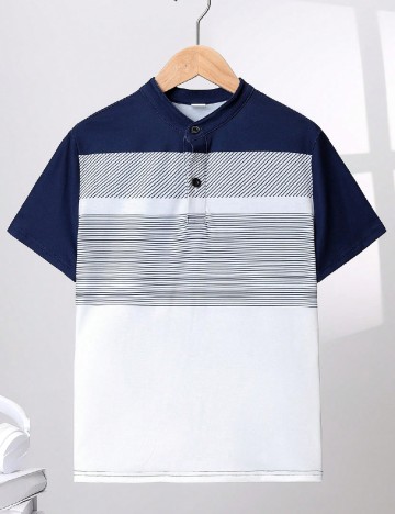 
						Tricou Shein Kids, alb/albastru