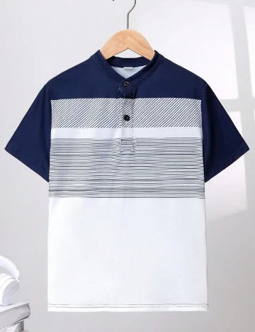 Tricou Shein Kids, alb/albastru