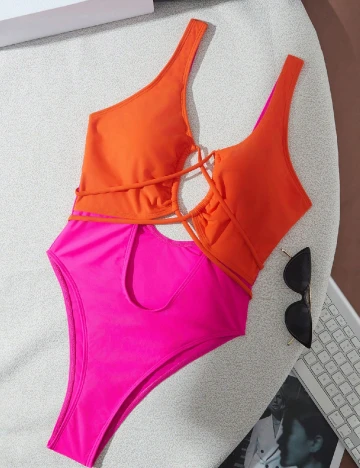 Costum de baie SHEIN, roz/portocaliu