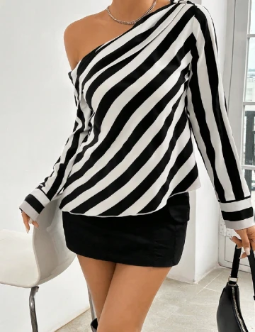 Bluza SHEIN, alb/negru