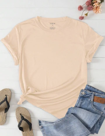 Tricou SHEIN CURVE, crem