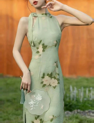 Rochie lunga Dazy, verde