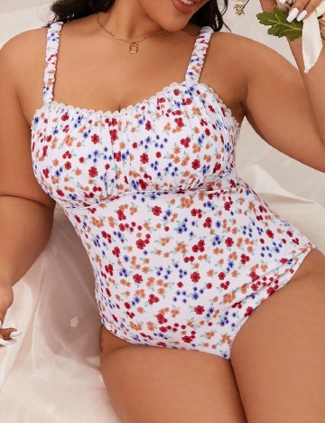 
						Costum de baie SHEIN CURVE, floral print