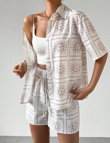 
						Compleu SHEIN, ecru/maro