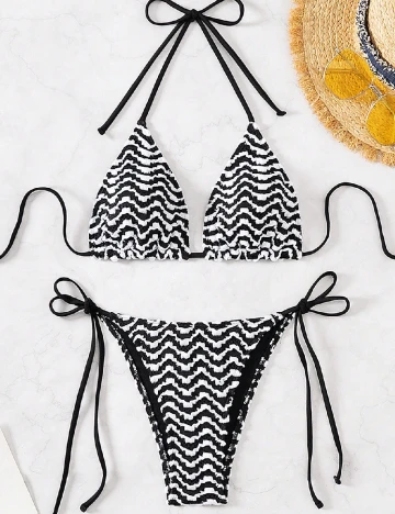 Costum de baie SHEIN, alb/negru