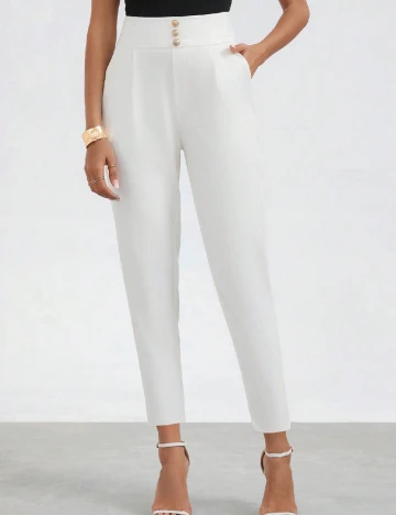 Pantaloni SHEIN CURVE, alb