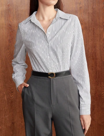 Camasa SHEIN, alb/negru