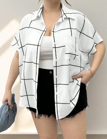 Camasa Oversize SHEIN CURVE, alb