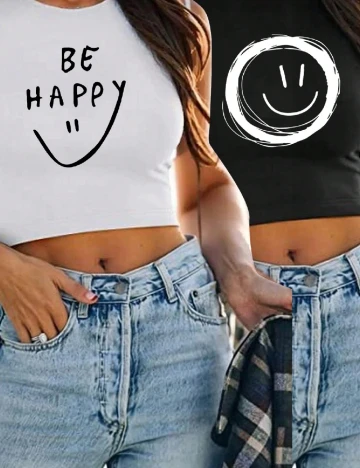 Set topuri 2 bucati SHEIN, alb/negru