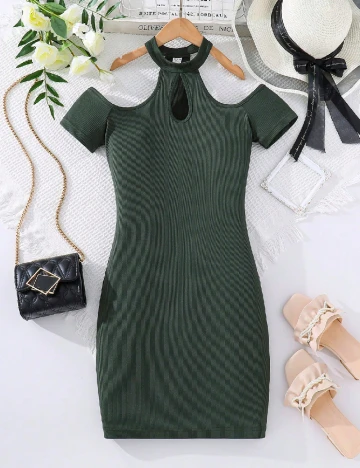 Rochie scurta Shein Kids, verde