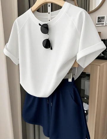 Compleu SHEIN, alb/albastru