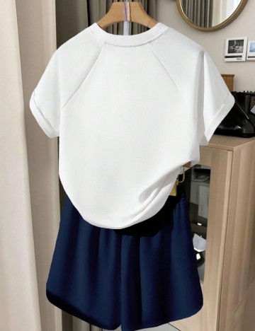 Compleu SHEIN, alb/albastru