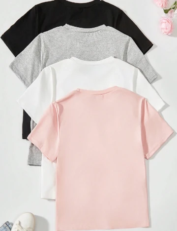 Set Tricouri 4 bucati Shein Kids, mix culori