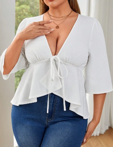 
						Bluza SHEIN CURVE, alb