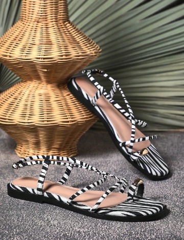 Sandale SHEIN, alb/negru