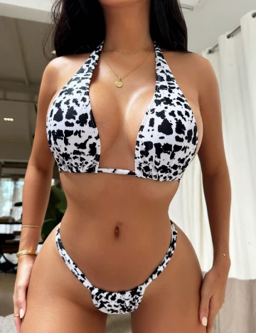 Costum de baie SHEIN, negru/alb