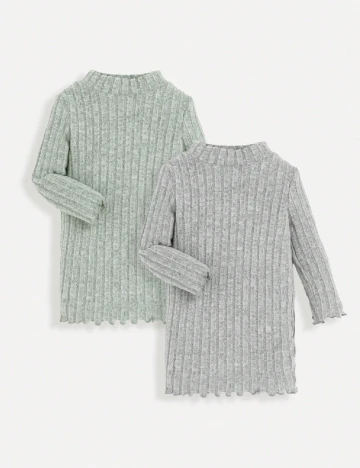 Set Rochii 2 bucati Shein Kids, verde/gri