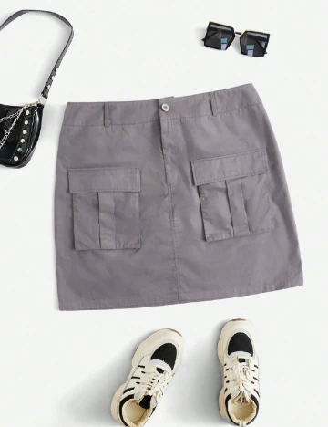 Fusta SHEIN CURVE, gri