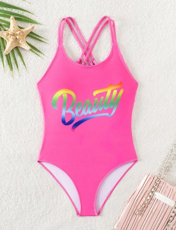 
						Costum de baie Shein Kids, roz