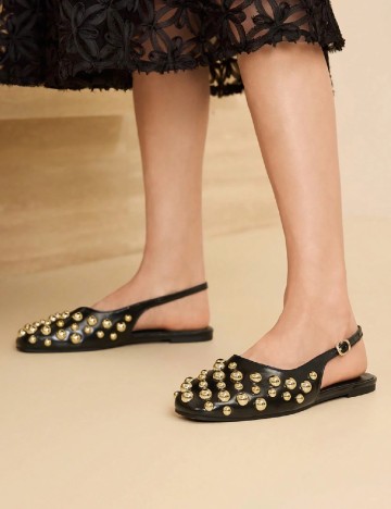 Pantofi MOTF, negru/auriu