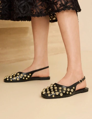 Pantofi MOTF, negru/auriu