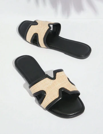 Slapi SHEIN, crem/negru