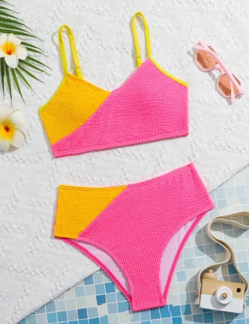 Costum de baie Shein Kids, roz/galben