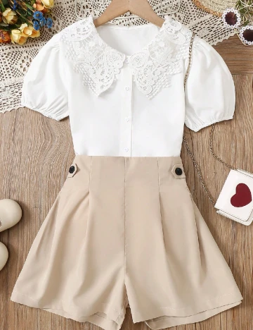 Compleu Shein Kids, alb/crem