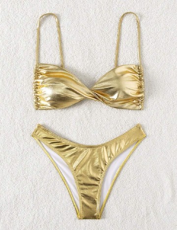 
						Costum de baie SHEIN, auriu