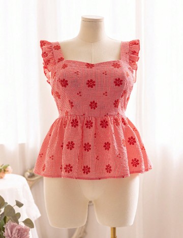 
						Bluza SHEIN CURVE, rosu/alb