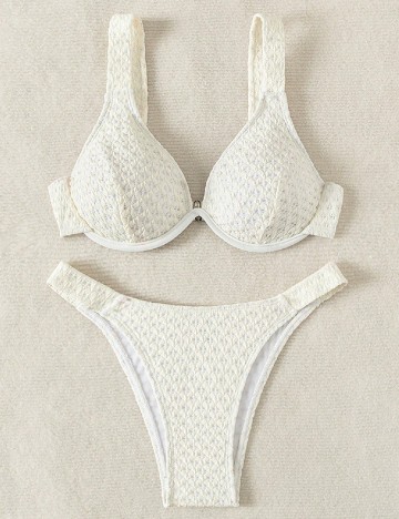 
						Costum de baie SHEIN, ecru