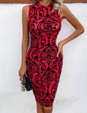 Rochie medie SHEIN, rosu/negru