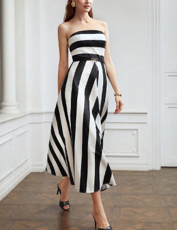 
						Rochie medie MOTF, alb/negru