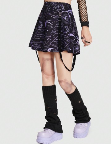 
						Fusta Romwe, mov/negru