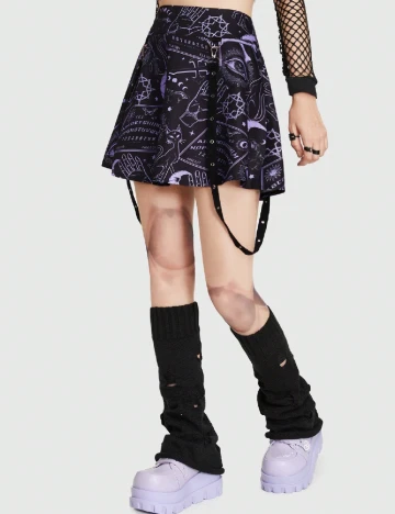 Fusta Romwe, mov/negru