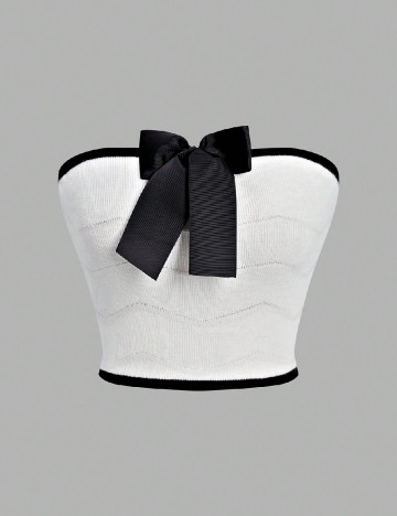 
						Top SHEIN, alb/negru