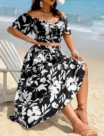 Compleu SHEIN CURVE, alb/negru