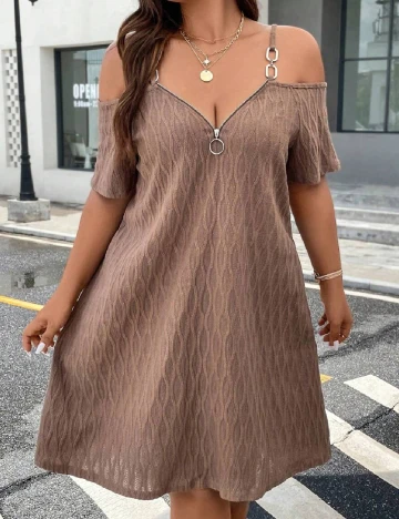 Rochie scurta SHEIN CURVE, maro