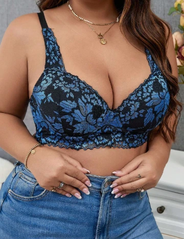 Sutien SHEIN CURVE, albastru/negru