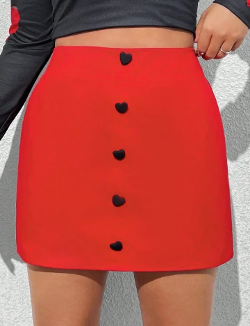 Fusta SHEIN CURVE, rosu